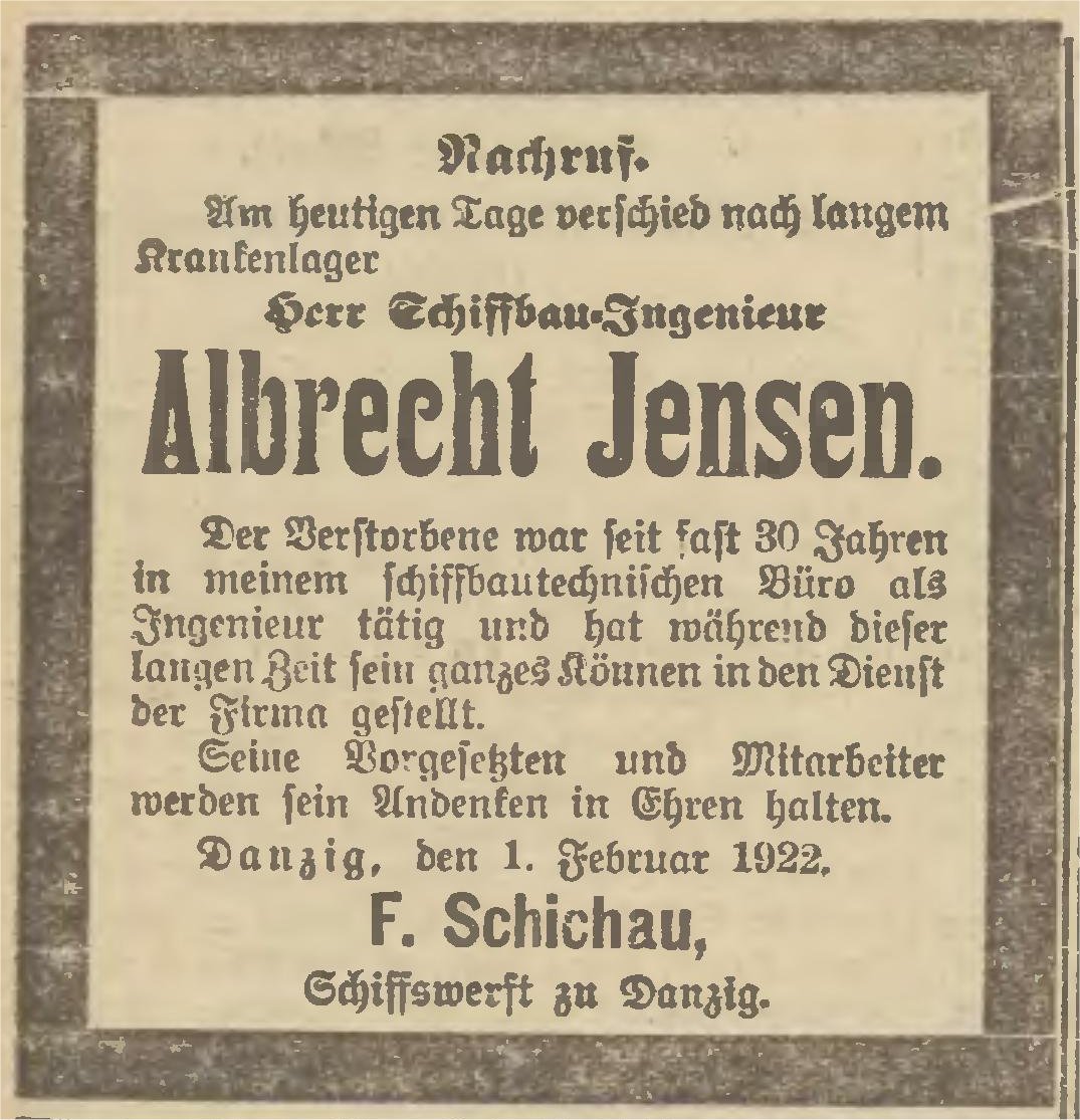Name:  1922-02-02_Todesanzeige Albrecht Jensen, Schichau.jpg
Hits: 1351
Gre:  213.4 KB