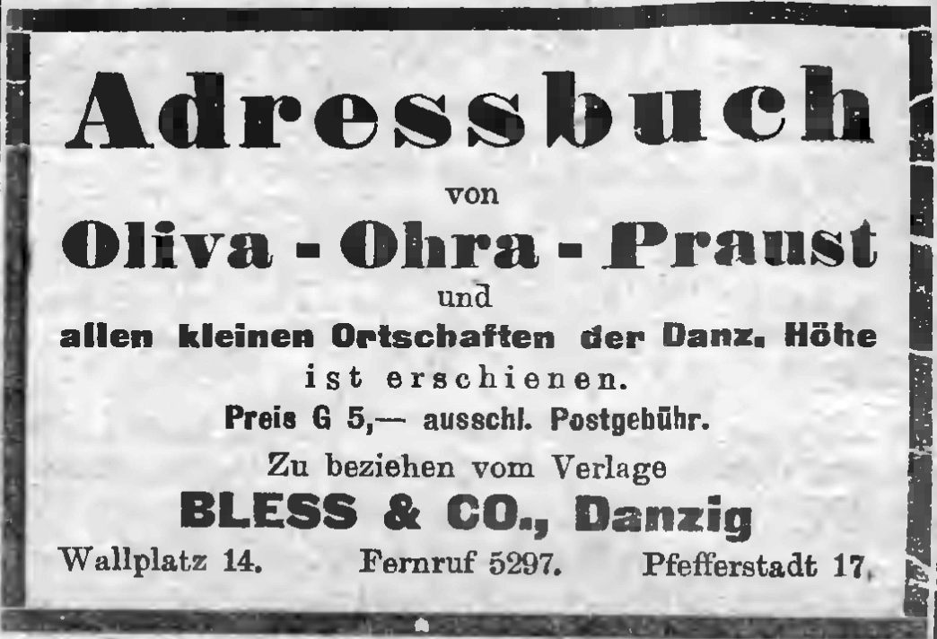 Name:  Danziger Allgemeine Zeitung, 1924-12-02 Nr 282 - Adressbuch Oliva-Ohra-Praust.jpg
Hits: 578
Gre:  108.3 KB