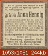 Klicke auf die Grafik fr eine grere Ansicht 

Name:	1922-01-30_Todesanzeige Hennig, Anna.jpg 
Hits:	127 
Gre:	243.8 KB 
ID:	20694